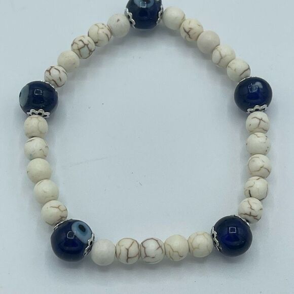 Crystal beaded stretch bracelet ONE NEW evil eye reiki meditation yoga - Picture 8 of 11